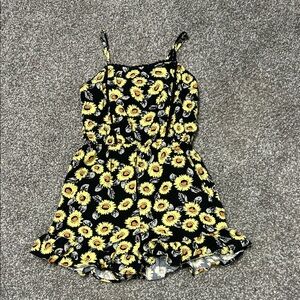 Art Class Sunflower Print Dress - Black and Yellow
